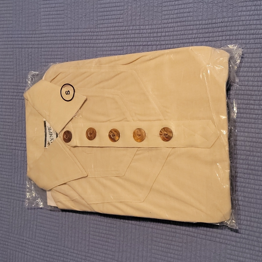 Vintage Olympic Shirts New York NOS Tan 5 Button Polyester/Cotton